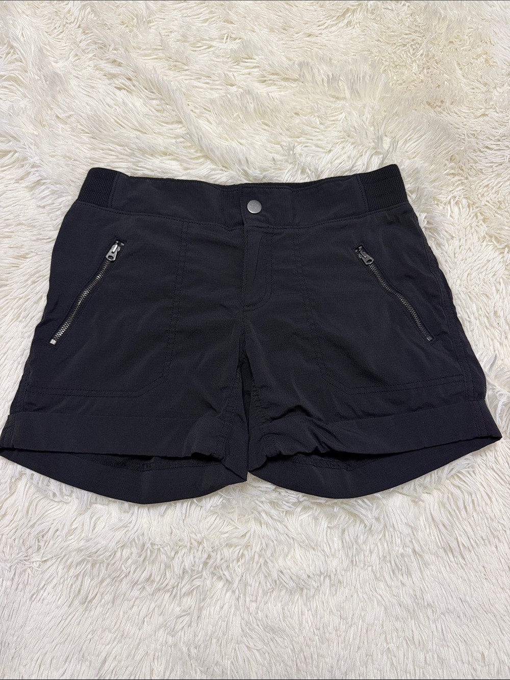 Athleta Black Athletic Zip-Pocket Shorts